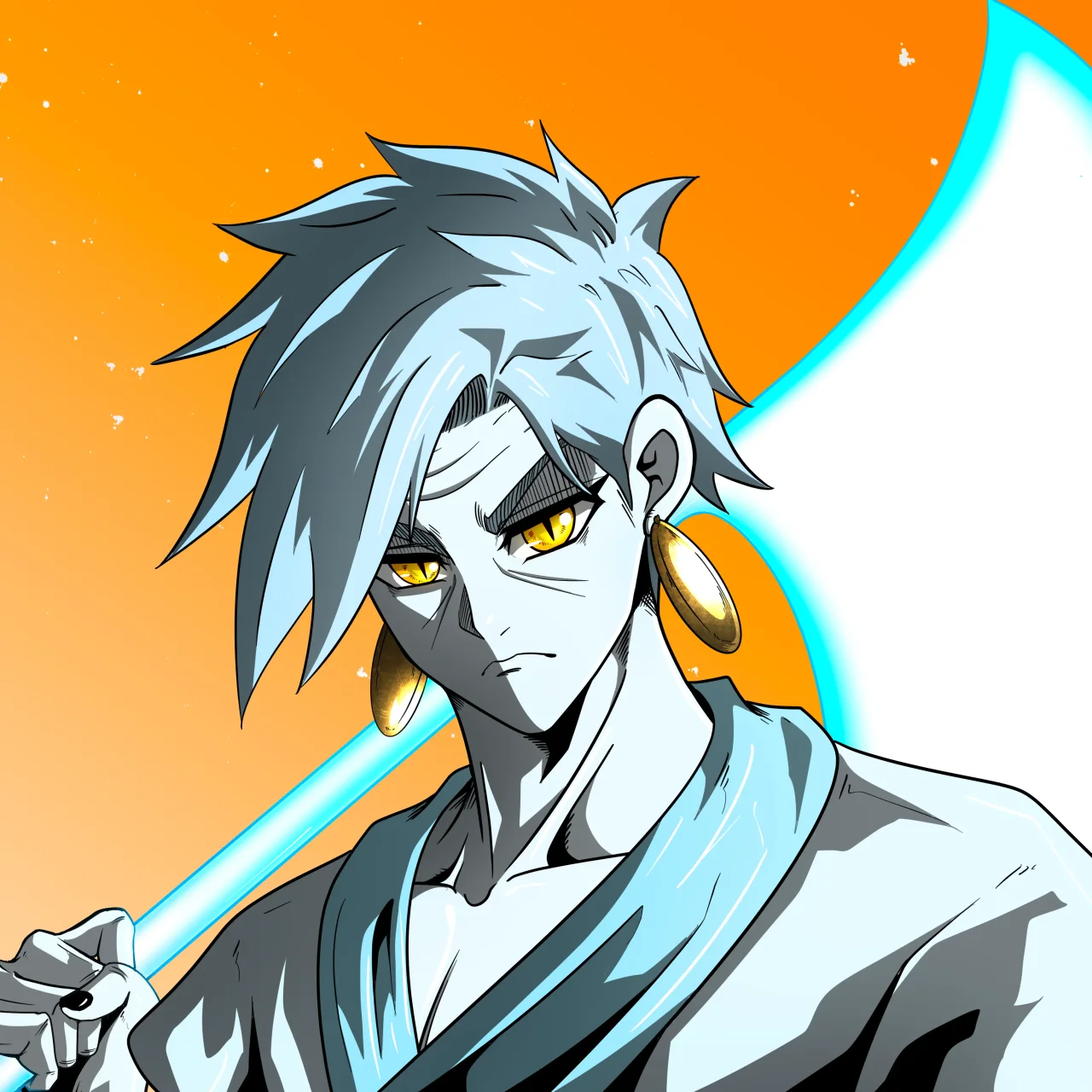 ALIEN #468. Illustration du NFT Alienzone. Eyes: Ryôshi; Hair: Migime; Mark: Senzo.