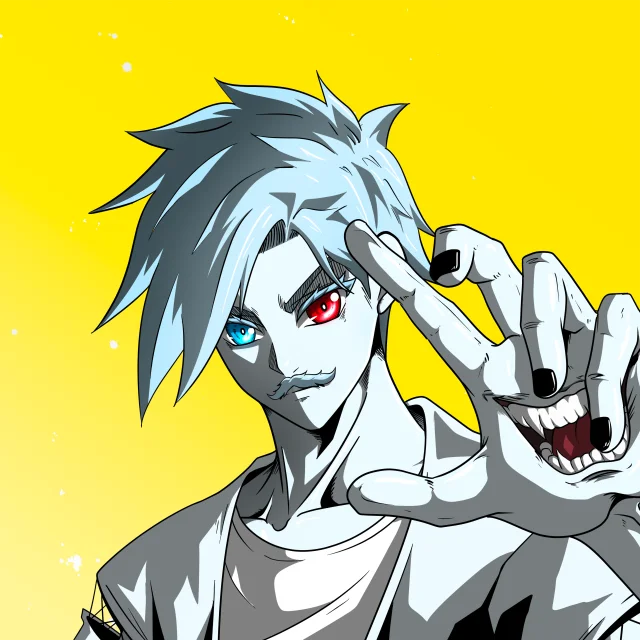 ALIEN #476. Alienzone digital collectible artwork. Eyes: Kôsaiishoku; Hair: Migime; Mark: None.