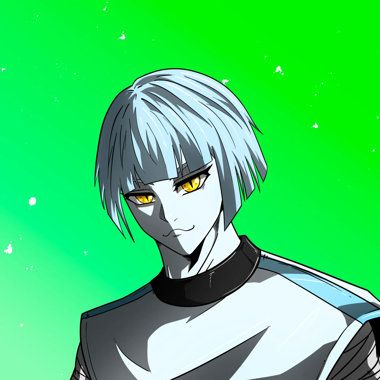 ALIEN #480. Alienzone digital collectible artwork. Eyes: Ryôshi; Hair: Taregami; Mark: None.