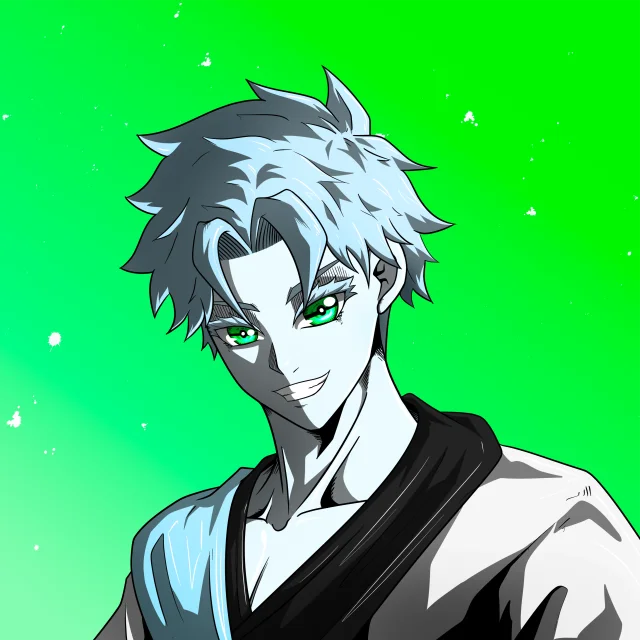 ALIEN #483. Alienzone digital collectible artwork. Eyes: Kôhaimoku; Hair: Hankôteki; Mark: None.