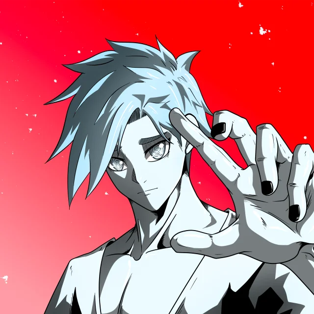 ALIEN #487. Alienzone digital collectible artwork. Eyes: Konran; Hair: Migime; Mark: None.