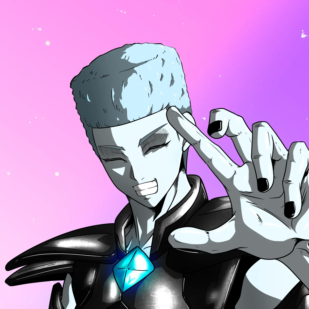 ALIEN #496. Alienzone digital collectible artwork. Eyes: Hêmoku; Hair: Shikakui; Mark: None.
