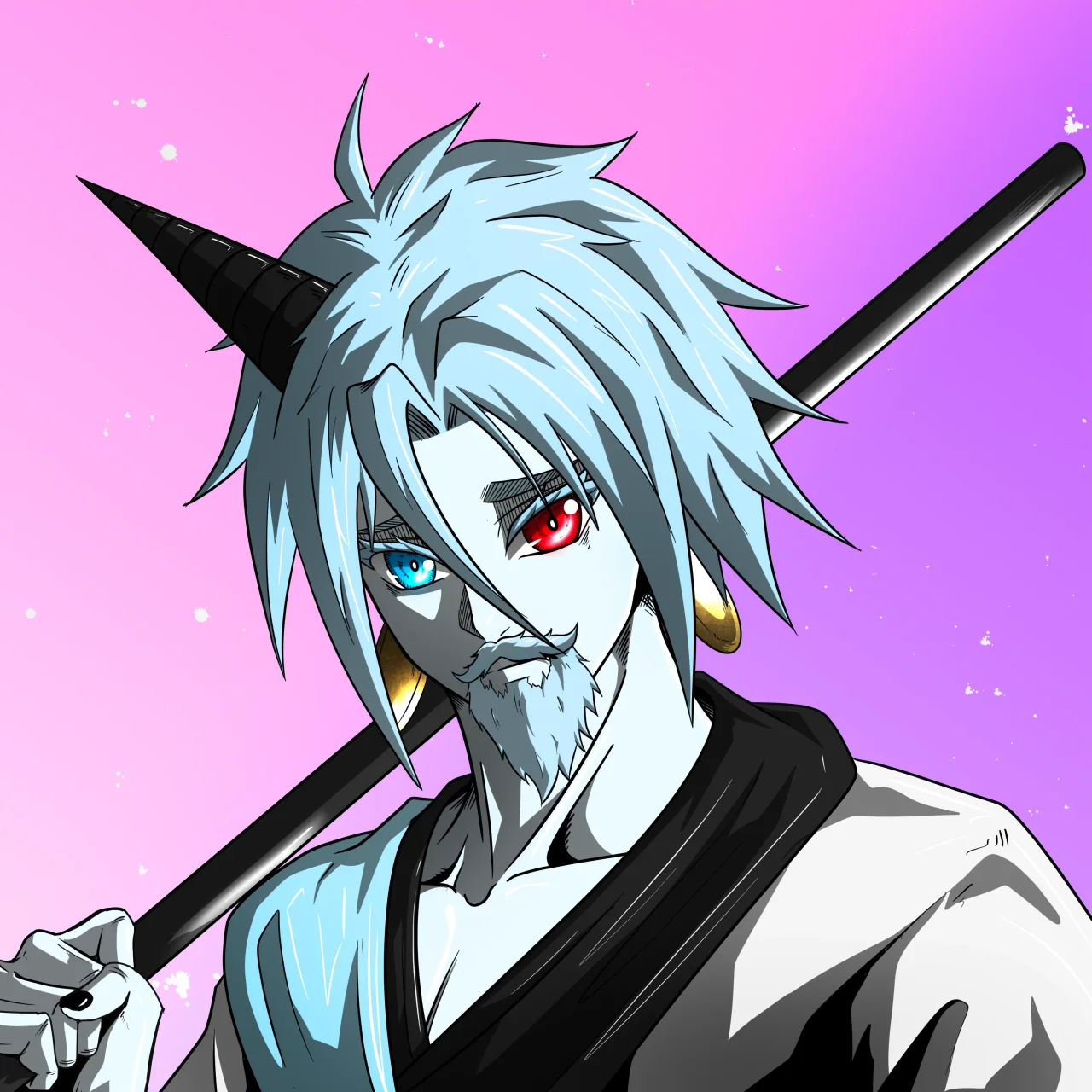 ALIEN #5. Alienzone digital collectible artwork. Eyes: Kôsaiishoku; Hair: Anben; Mark: None.