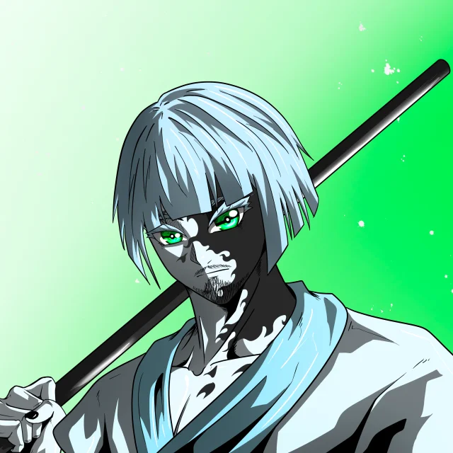 ALIEN #508. Alienzone digital collectible artwork. Eyes: Kôhaimoku; Hair: Taregami; Mark: Bachiadari.