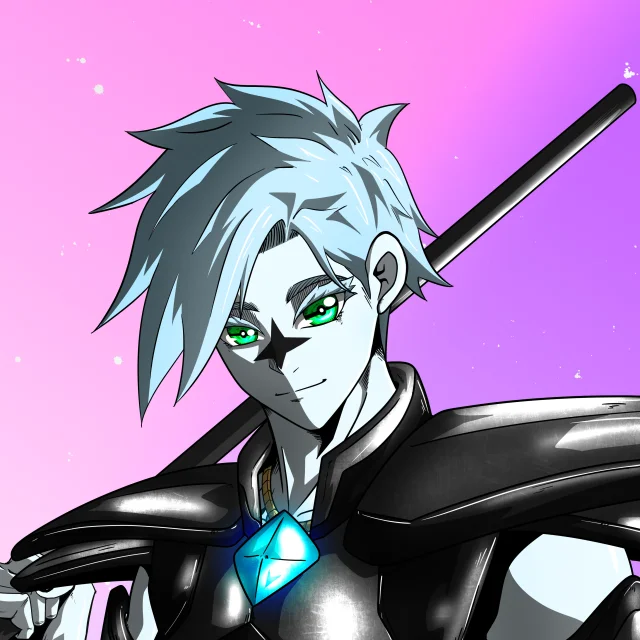 ALIEN #537. Alienzone digital collectible artwork. Eyes: Kôhaimoku; Hair: Migime; Mark: Seikoku.