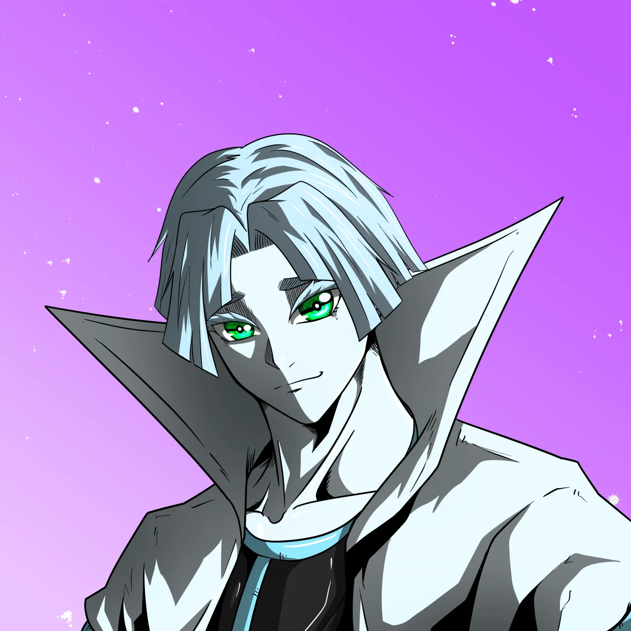 ALIEN #539. Illustration du NFT Alienzone. Eyes: Kôhaimoku; Hair: Zenbatsu; Mark: None.