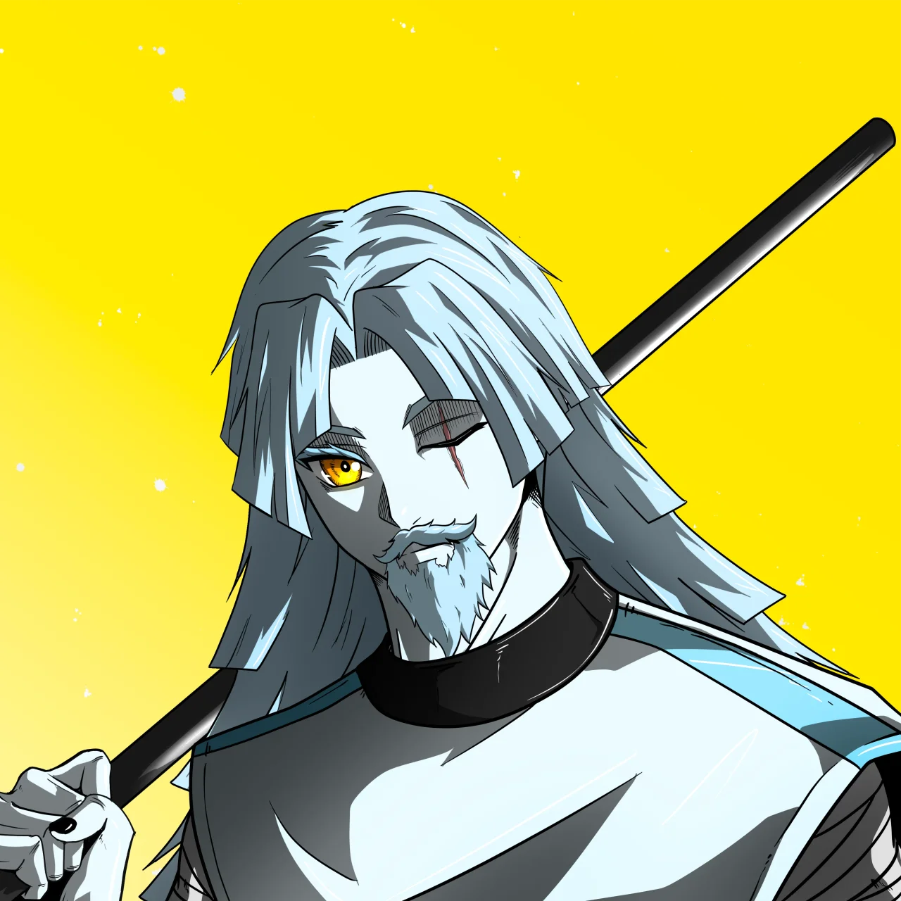 ALIEN #540. Illustration du NFT Alienzone. Eyes: Furukizu; Hair: Zenbatsu II; Mark: None.