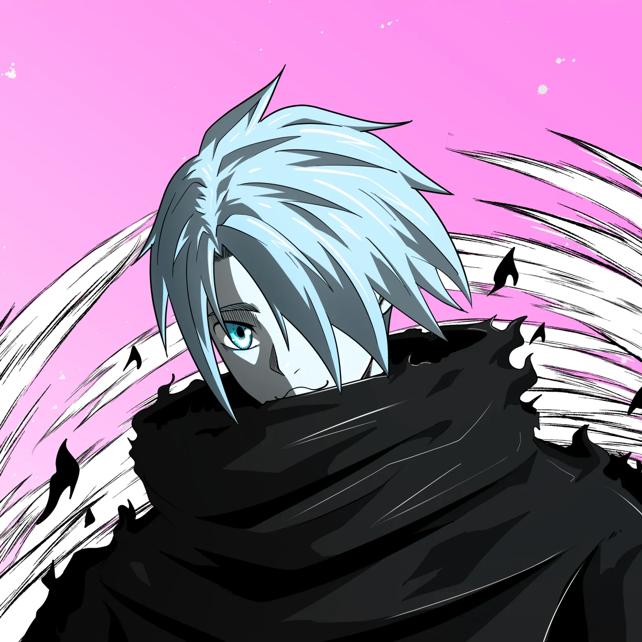 ALIEN #543. Illustration du NFT Alienzone. Eyes: Sêmoku; Hair: Hidarime; Mark: None.