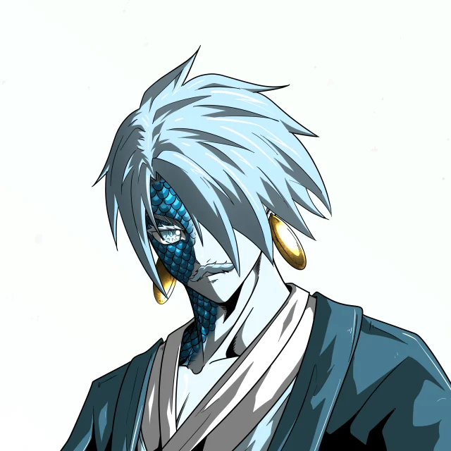 ALIEN #547. Alienzone digital collectible artwork. Eyes: Jûtenteki; Hair: Hidarime; Mark: Shinrin.