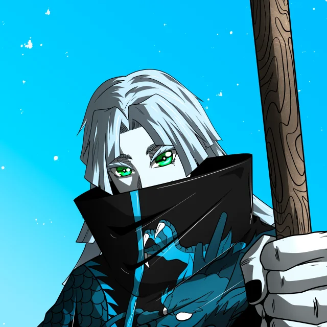 ALIEN #561. Illustration du NFT Alienzone. Eyes: Kôhaimoku; Hair: Zenbatsu II; Mark: None.