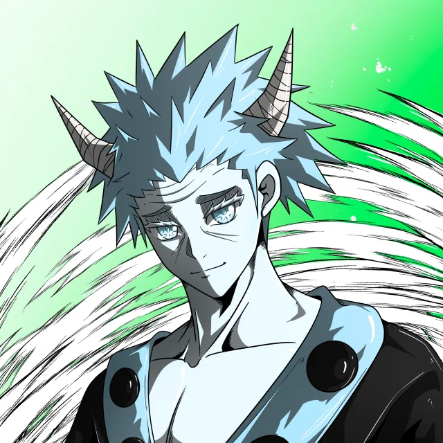 ALIEN #565. Illustration du NFT Alienzone. Eyes: Jûtenteki; Hair: Hôkaben; Mark: Senzo.