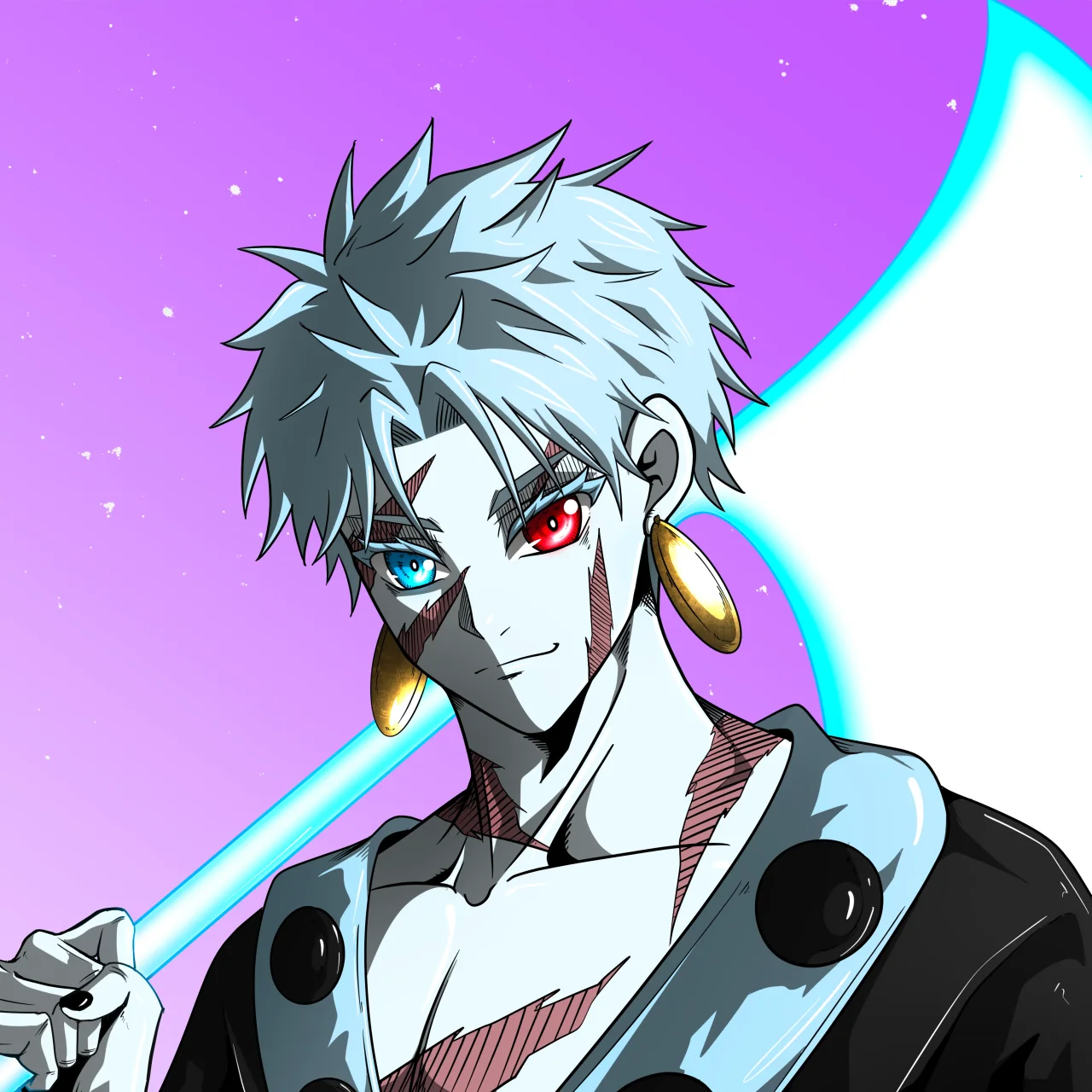 ALIEN #576. Alienzone digital collectible artwork. Eyes: Kôsaiishoku; Hair: Sanzoku; Mark: Fushô.