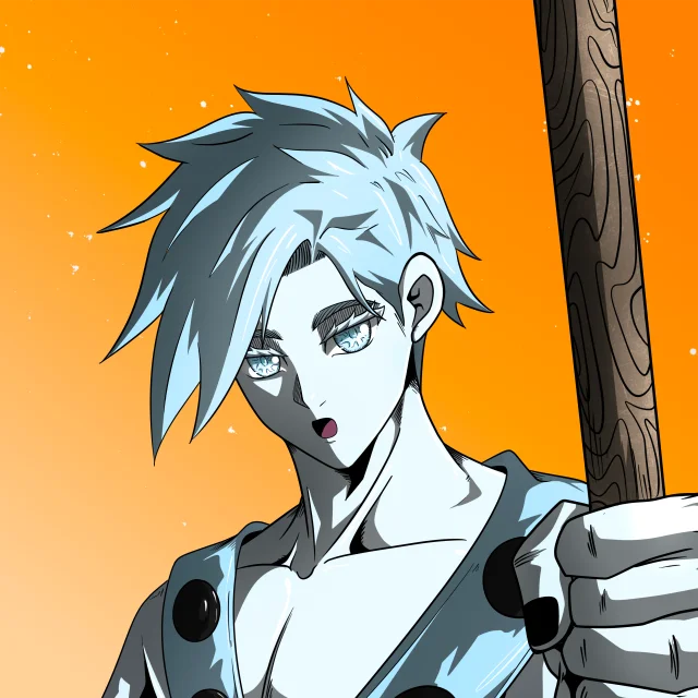 ALIEN #585. Illustration du NFT Alienzone. Eyes: Jûtenteki; Hair: Migime; Mark: None.