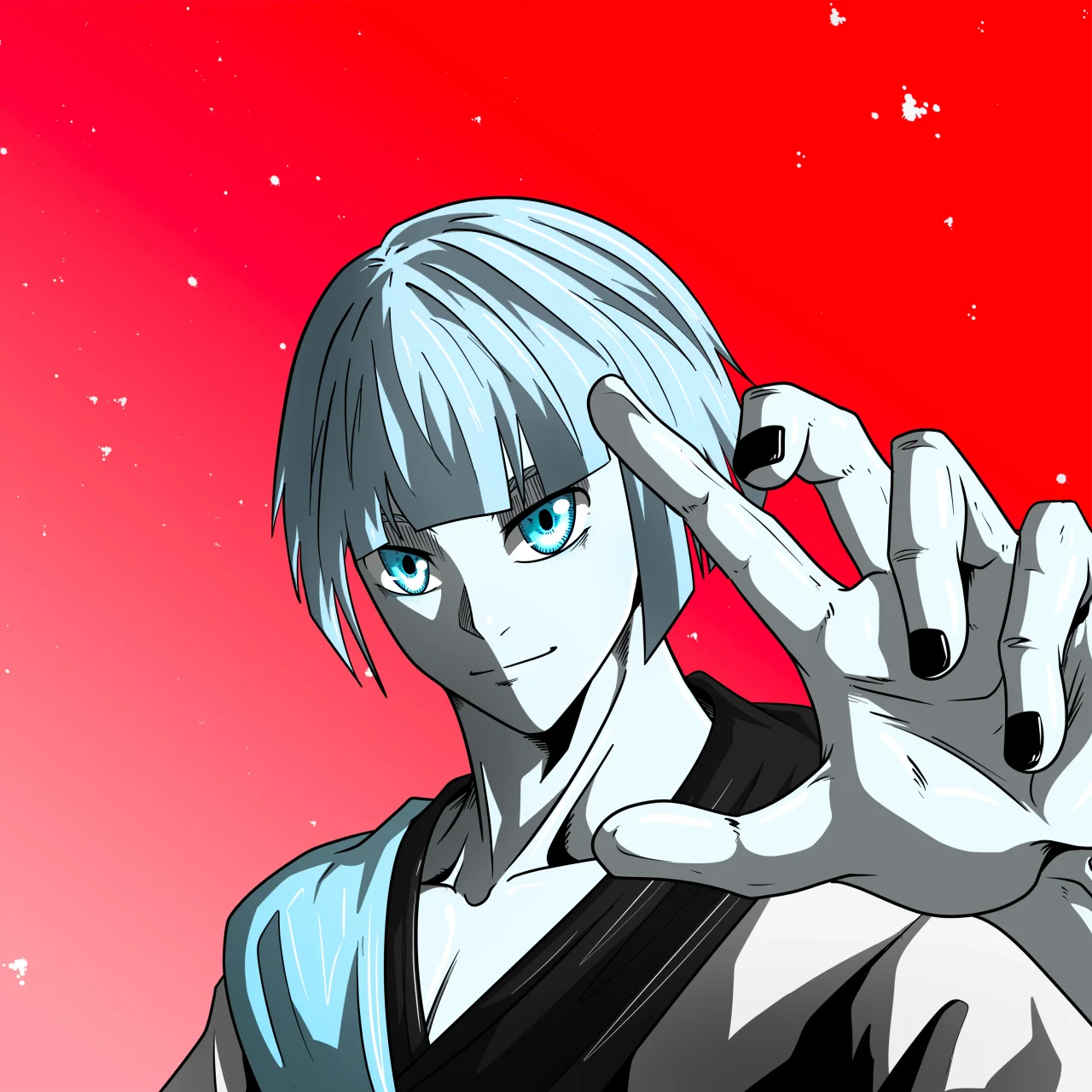 ALIEN #590. Illustration du NFT Alienzone. Eyes: Sêmoku; Hair: Taregami; Mark: None.