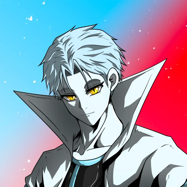 ALIEN #594. Illustration du NFT Alienzone. Eyes: Ryôshi; Hair: Ikemen; Mark: None.