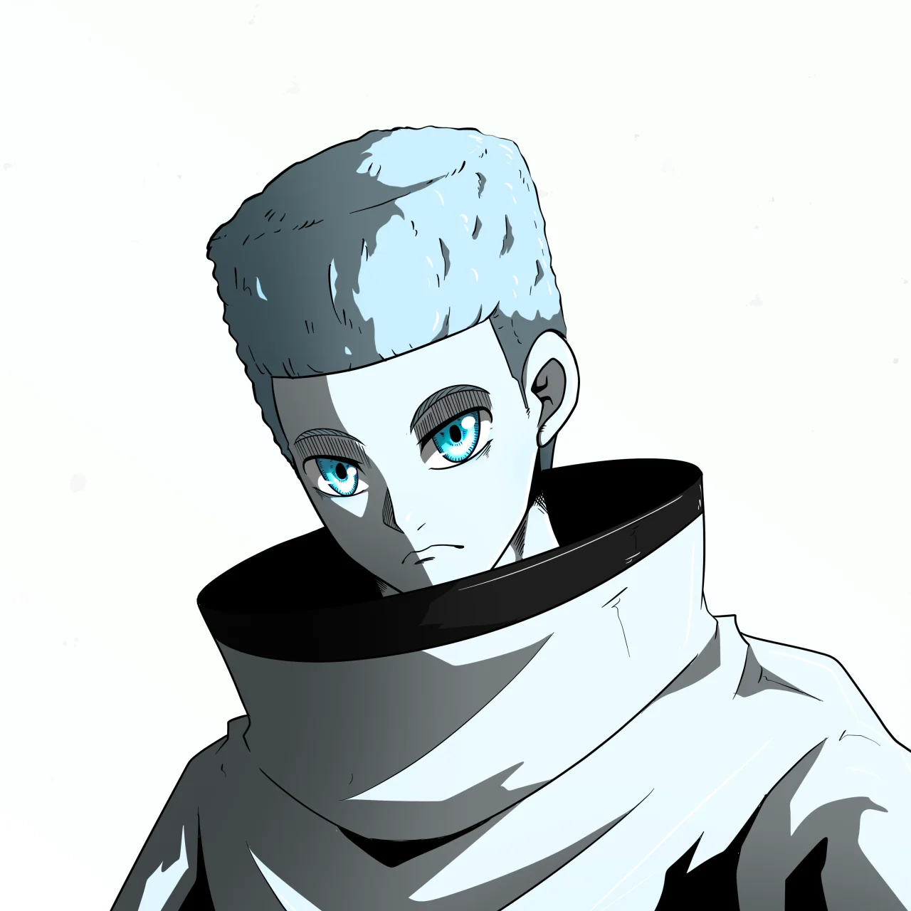 ALIEN #595. Alienzone digital collectible artwork. Eyes: Sêmoku; Hair: Shikakui; Mark: None.