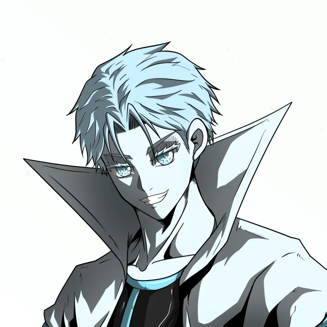 ALIEN #596. Illustration du NFT Alienzone. Eyes: Jûtenteki; Hair: Ikemen; Mark: None.