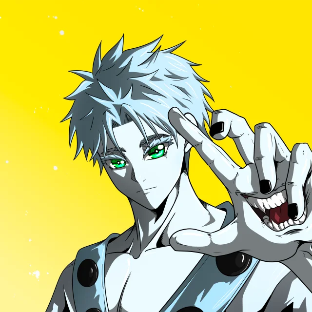 ALIEN #598. Illustration du NFT Alienzone. Eyes: Kôhaimoku; Hair: Sanzoku; Mark: None.