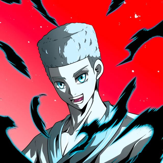 ALIEN #610. Illustration du NFT Alienzone. Eyes: Sêmoku; Hair: Shikakui; Mark: None.