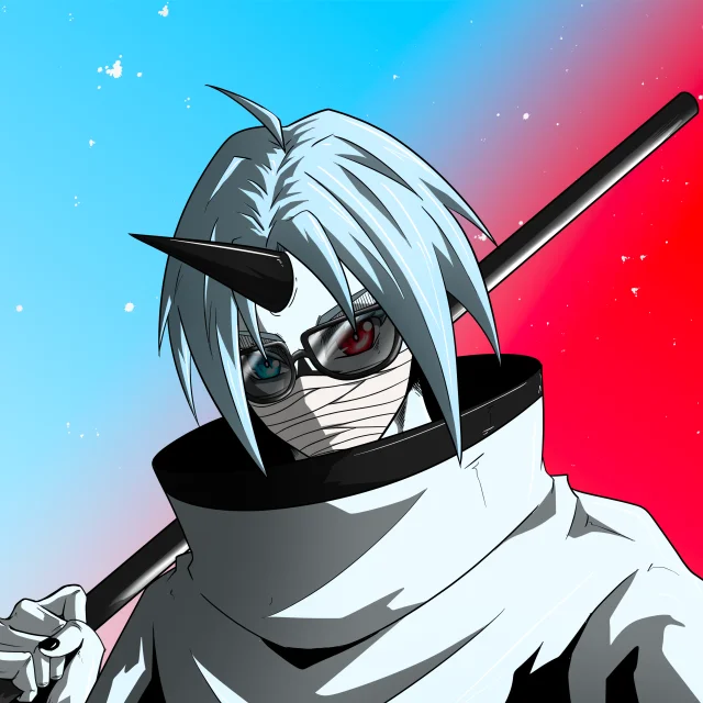 ALIEN #622. Illustration du NFT Alienzone. Eyes: Kôsaiishoku; Hair: Ikkakujû; Mark: Seikoku.
