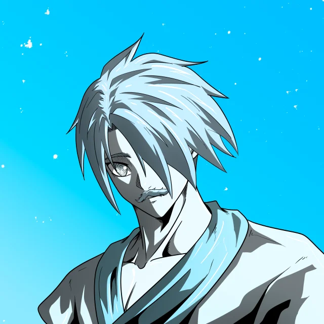 ALIEN #628. Illustration du NFT Alienzone. Eyes: Konran; Hair: Hidarime; Mark: None.
