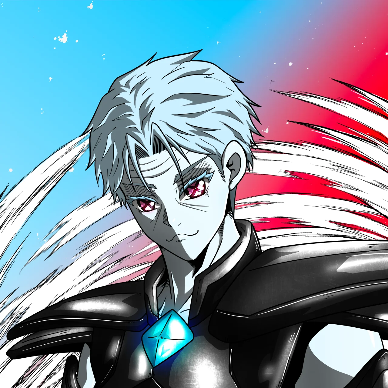 ALIEN #632. Illustration du NFT Alienzone. Eyes: Shinmoku; Hair: Ikemen; Mark: Senzo.
