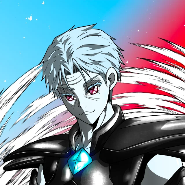ALIEN #632. Illustration du NFT Alienzone. Eyes: Shinmoku; Hair: Ikemen; Mark: Senzo.