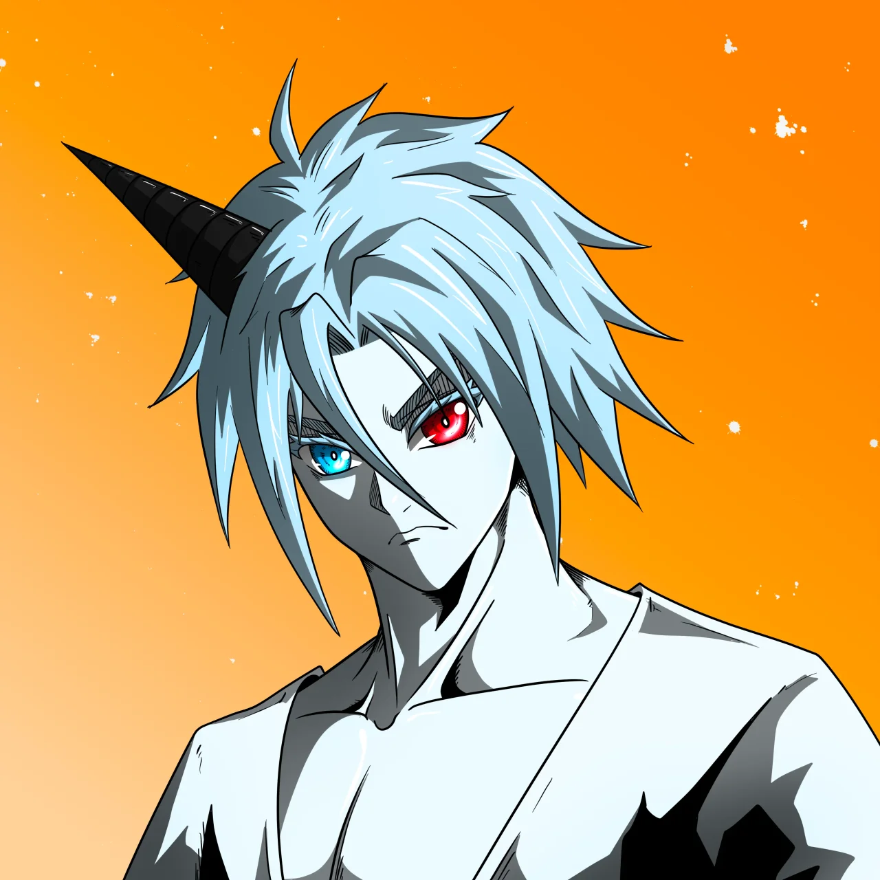 ALIEN #636. Illustration du NFT Alienzone. Eyes: Kôsaiishoku; Hair: Anben; Mark: None.