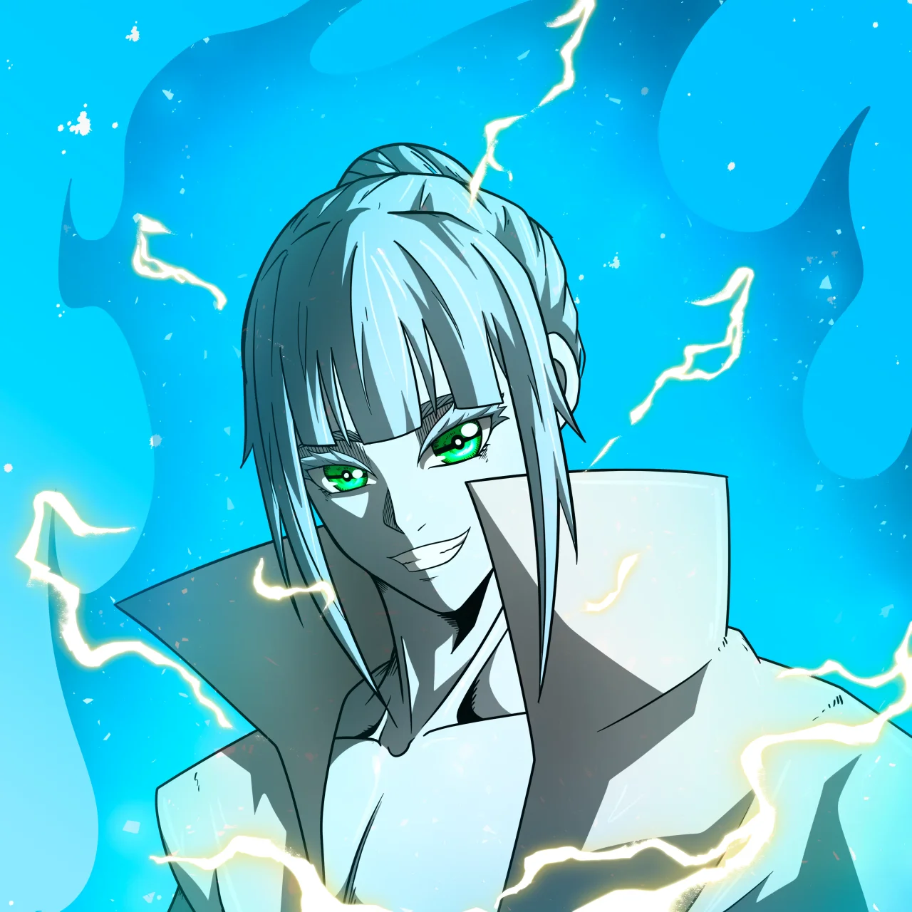 ALIEN #639. Illustration du NFT Alienzone. Eyes: Kôhaimoku; Hair: Kêkan; Mark: None.