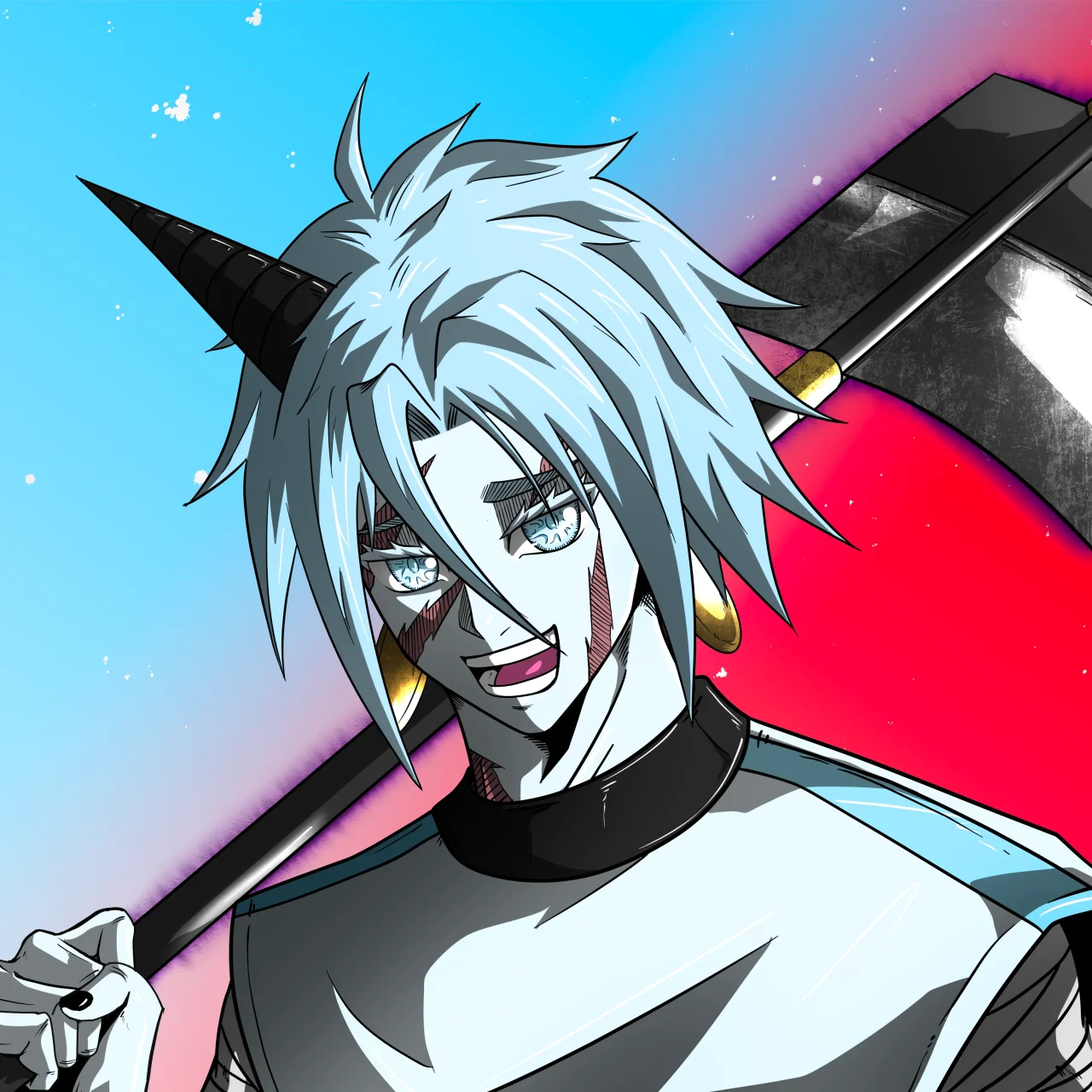 ALIEN #645. Alienzone digital collectible artwork. Eyes: Jûtenteki; Hair: Anben; Mark: Fushô.