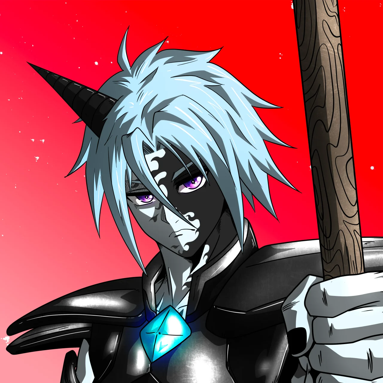 ALIEN #652. Alienzone digital collectible artwork. Eyes: Futâime; Hair: Anben; Mark: Bachiadari.