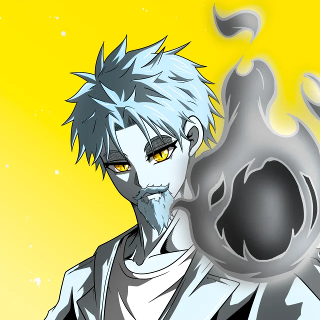 ALIEN #656. Illustration du NFT Alienzone. Eyes: Ryôshi; Hair: Sanzoku; Mark: None.