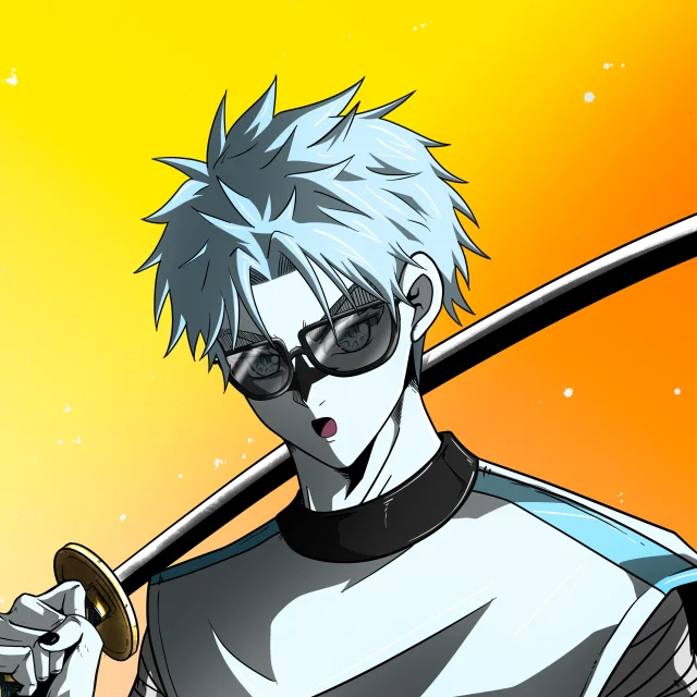 ALIEN #671. Illustration du NFT Alienzone. Eyes: Jûtenteki; Hair: Sanzoku; Mark: Seikoku.