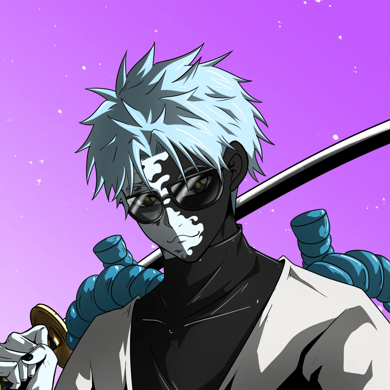 ALIEN #681. Alienzone digital collectible artwork. Eyes: Myôri; Hair: Sanzoku; Mark: Bachiadari.