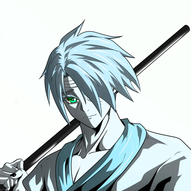 ALIEN #682. Illustration du NFT Alienzone. Eyes: Kôhaimoku; Hair: Hidarime; Mark: Senzo.
