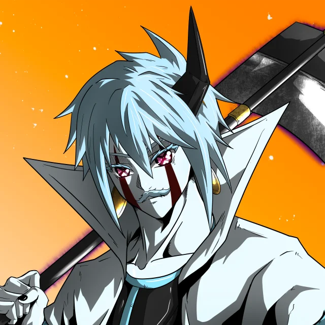 ALIEN #685. Illustration du NFT Alienzone. Eyes: Shinmoku; Hair: Ôben; Mark: Yaban.
