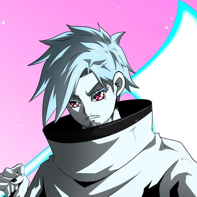 ALIEN #703. Illustration du NFT Alienzone. Eyes: Shinmoku; Hair: Migime; Mark: None.