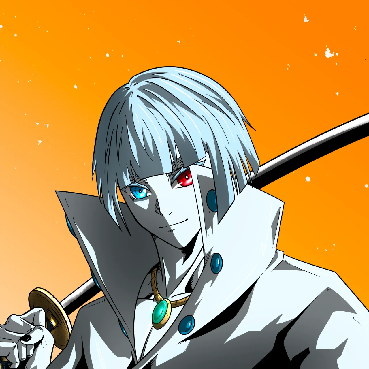 ALIEN #705. Alienzone digital collectible artwork. Eyes: Kôsaiishoku; Hair: Taregami; Mark: None.