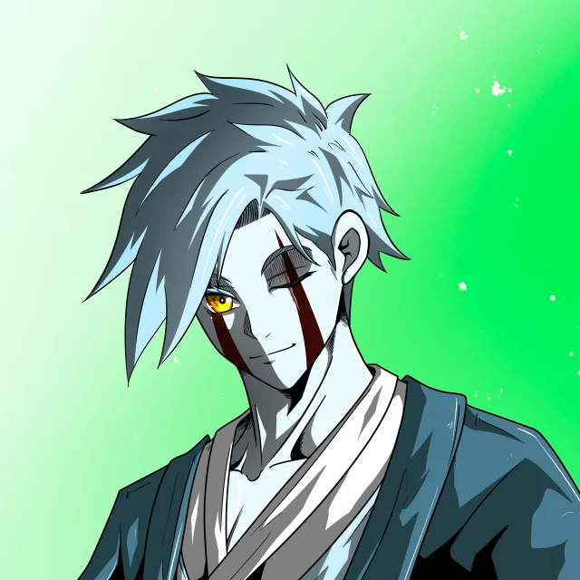 ALIEN #710. Illustration du NFT Alienzone. Eyes: Furukizu; Hair: Migime; Mark: Yaban.