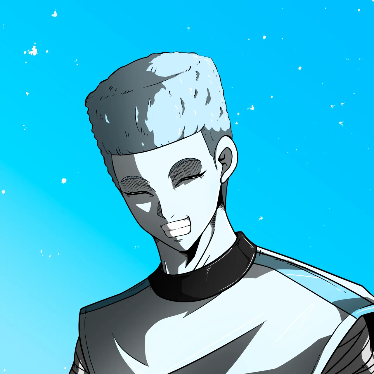 ALIEN #738. Alienzone digital collectible artwork. Eyes: Hêmoku; Hair: Shikakui; Mark: None.