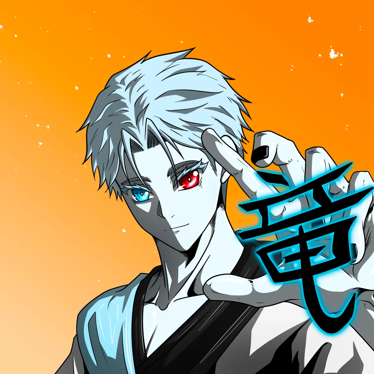ALIEN #743. Illustration du NFT Alienzone. Eyes: Kôsaiishoku; Hair: Ikemen; Mark: None.
