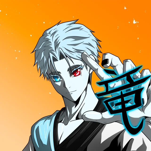 ALIEN #743. Illustration du NFT Alienzone. Eyes: Kôsaiishoku; Hair: Ikemen; Mark: None.