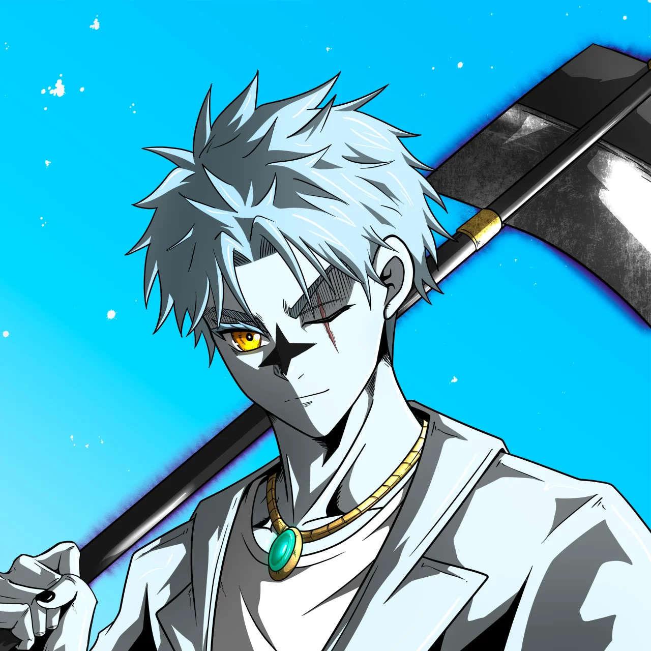 ALIEN #745. Alienzone digital collectible artwork. Eyes: Furukizu; Hair: Sanzoku; Mark: Seikoku.