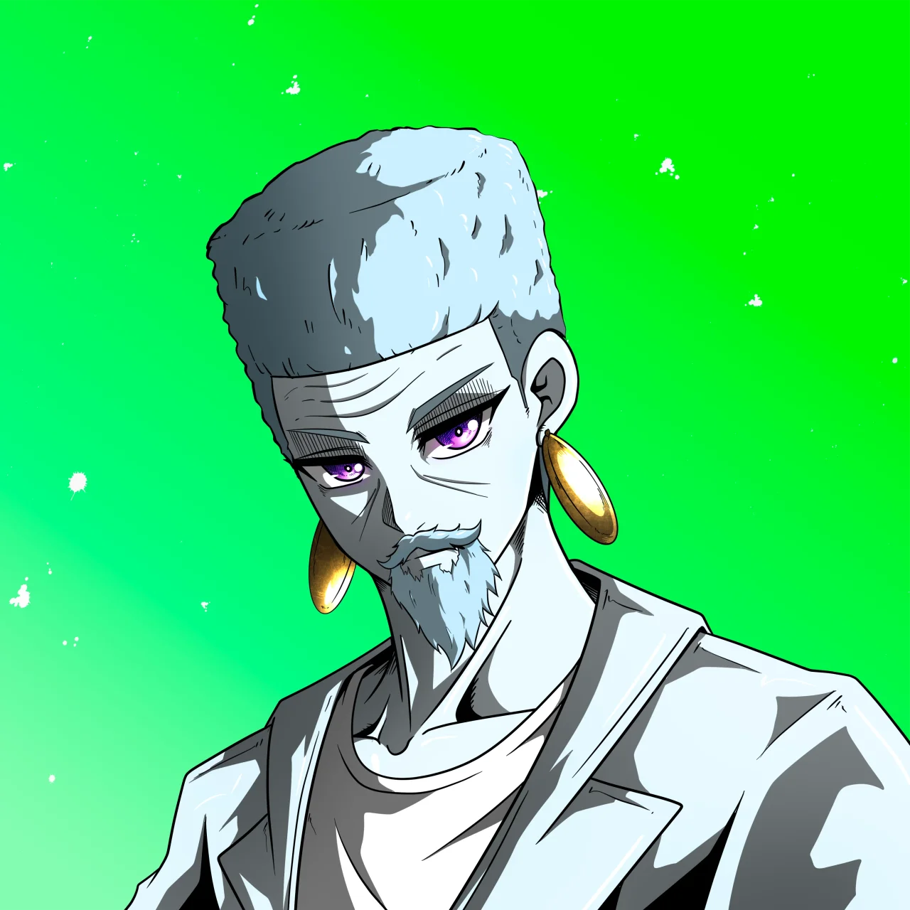ALIEN #747. Alienzone digital collectible artwork. Eyes: Futâime; Hair: Shikakui; Mark: Senzo.