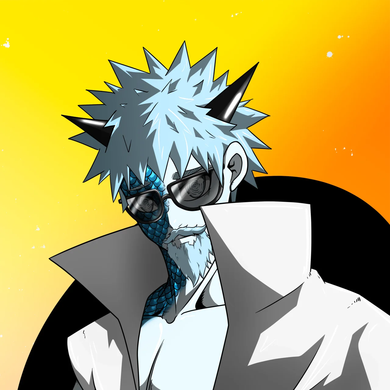 ALIEN #756. Illustration du NFT Alienzone. Eyes: Konran; Hair: Senêben; Mark: Shinrin.