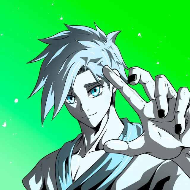 ALIEN #762. Illustration du NFT Alienzone. Eyes: Sêmoku; Hair: Migime; Mark: None.