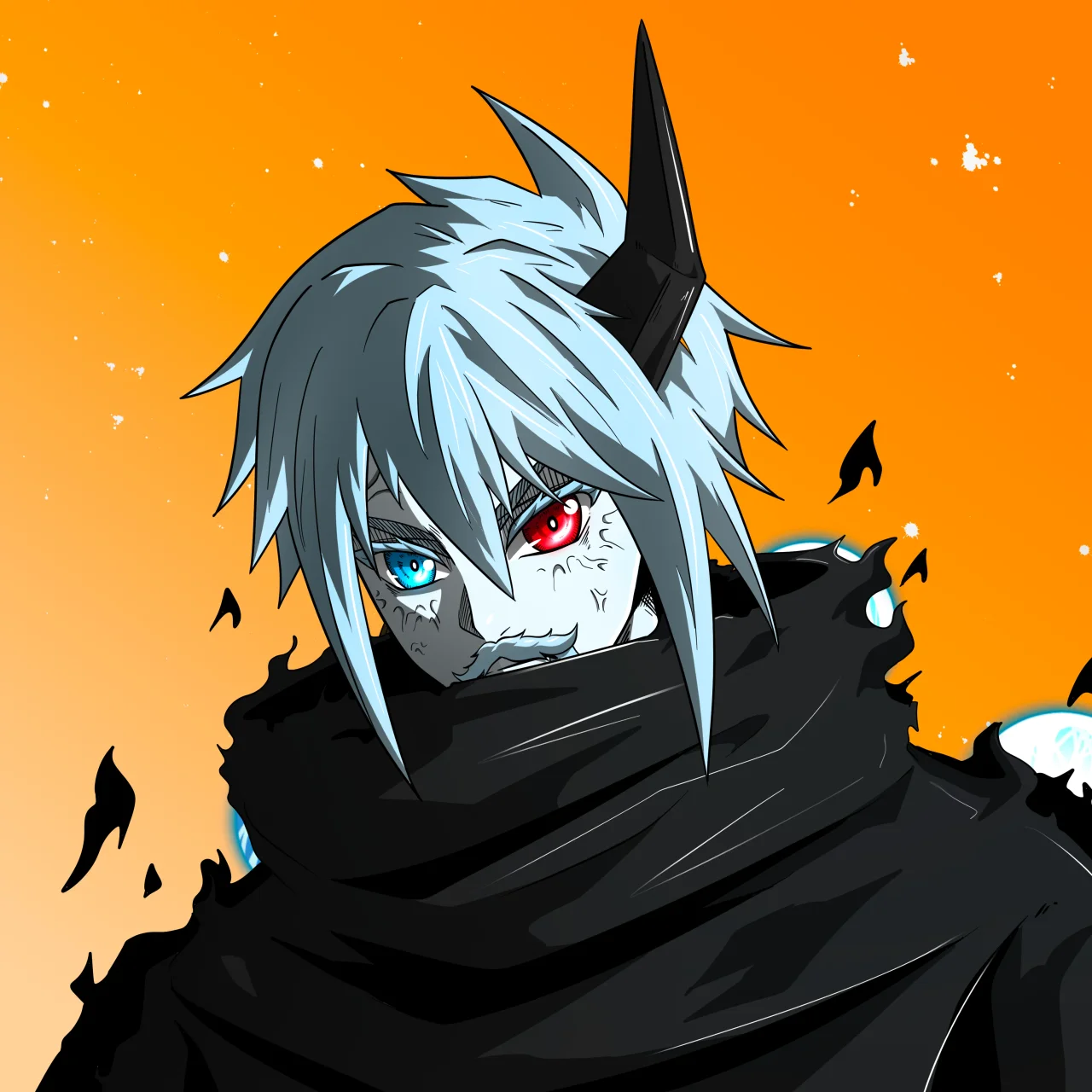 ALIEN #769. Illustration du NFT Alienzone. Eyes: Kôsaiishoku; Hair: Ôben; Mark: Kekkan.