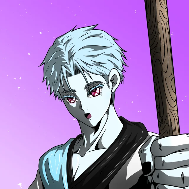 ALIEN #777. Illustration du NFT Alienzone. Eyes: Shinmoku; Hair: Ikemen; Mark: None.