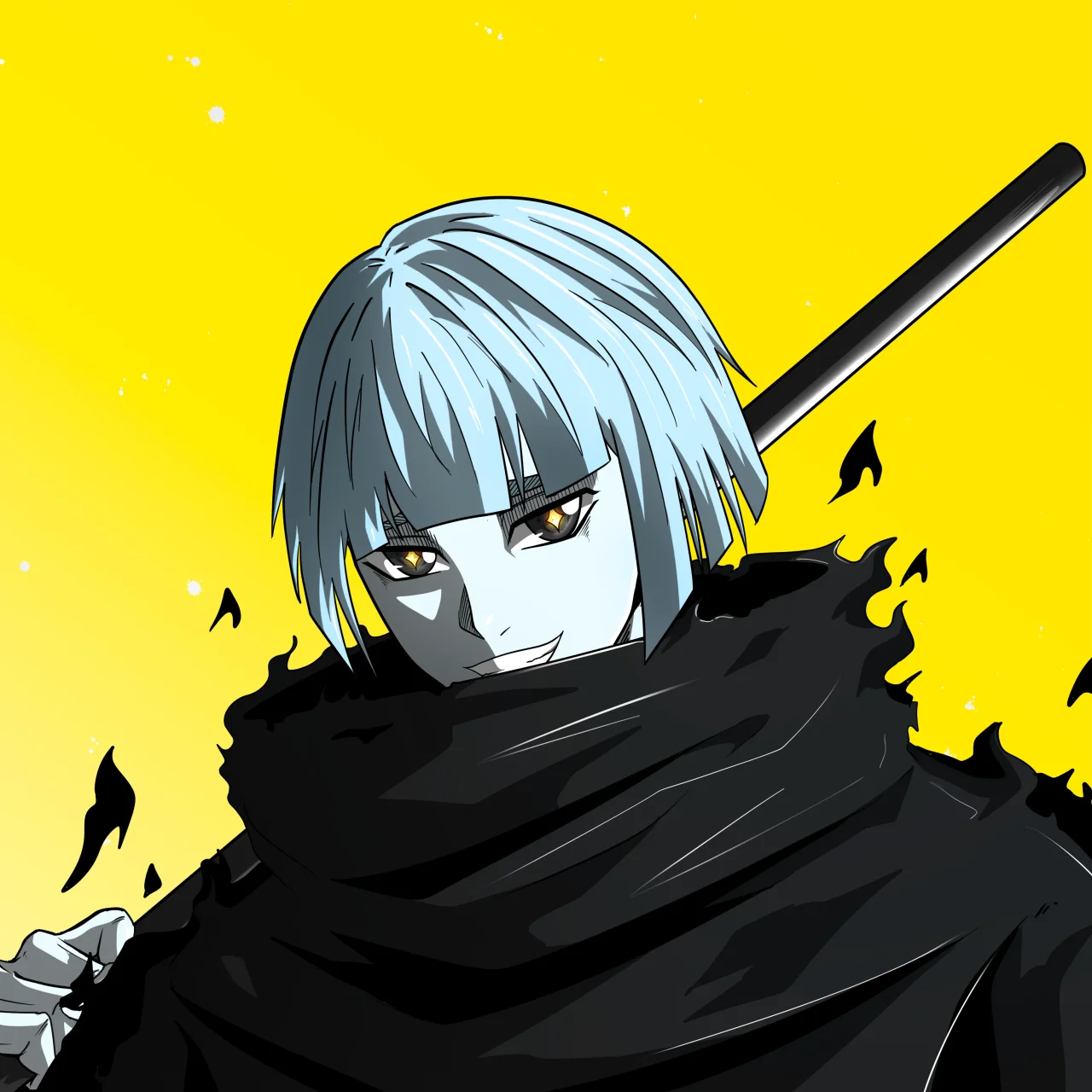 ALIEN #781. Illustration du NFT Alienzone. Eyes: Myôri; Hair: Taregami; Mark: None.