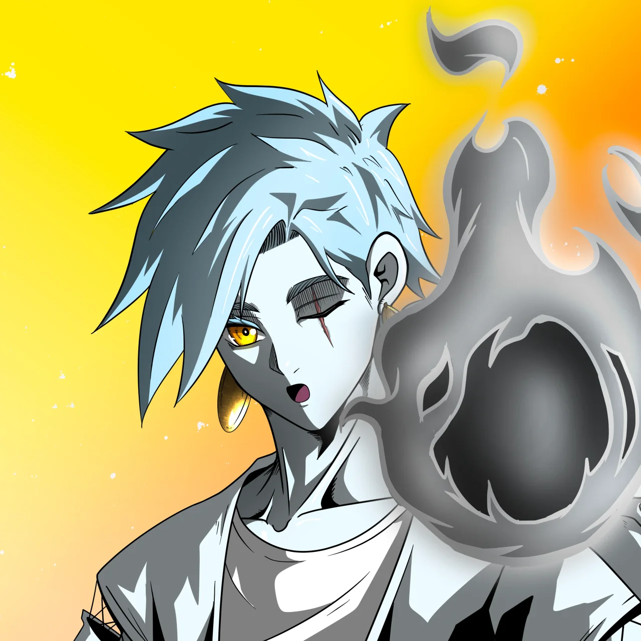 ALIEN #786. Illustration du NFT Alienzone. Eyes: Furukizu; Hair: Migime; Mark: None.